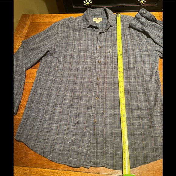 WOOLRICH Men’s Long Sleeve Cotton Shirt   L   Blue Small Plaid - Picture 5 of 7